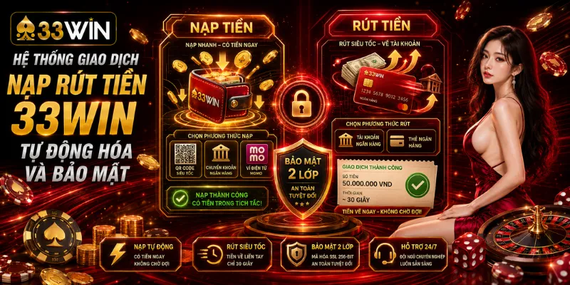 Hệ thống giao dịch nạp rút tiền 33Win tự động hóa và bảo mật