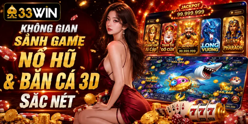 Không gian sảnh game Nổ hũ và Bắn cá 3D sắc nét